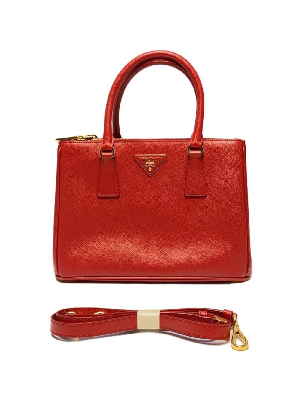 Prada Saffiano Shoulder Bag Leather RED
